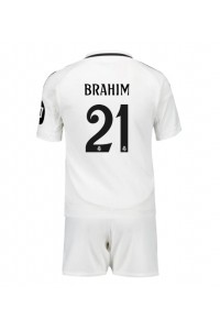 Real Madrid Brahim Diaz #21 Jalkapallovaatteet Lasten Kotipeliasu 2024-25 Lyhythihainen (+ Lyhyet housut)